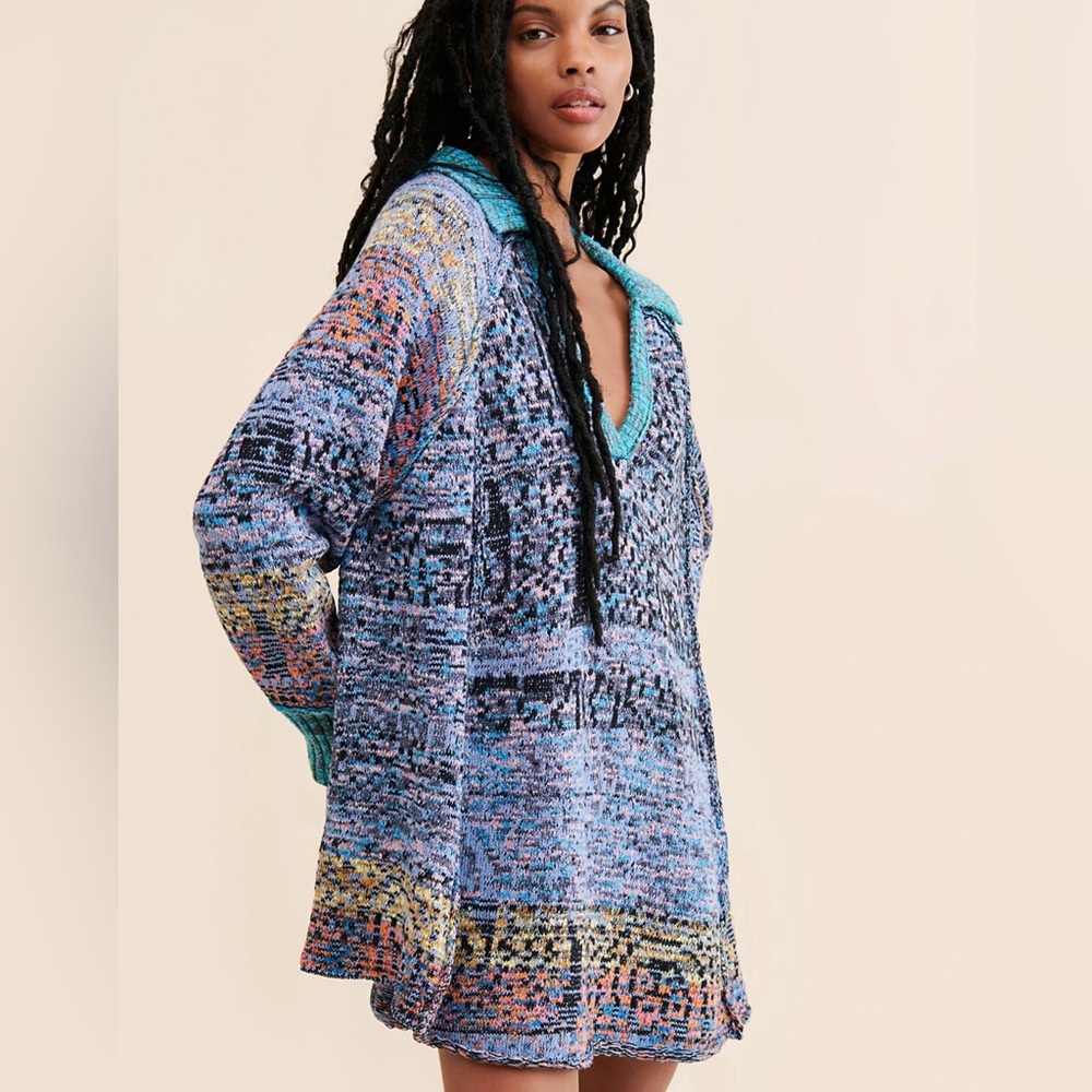 Free People Multicolor V-Neck Sweater NWOT  SZ-XS
